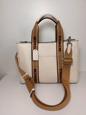 Coach Smith Tote in Chalk (Ivory) refined pebble leather with signature Coach we